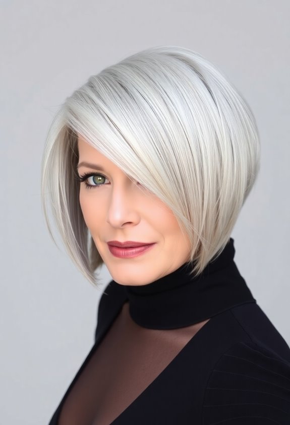 asymmetrical bob enhances silver sophistication