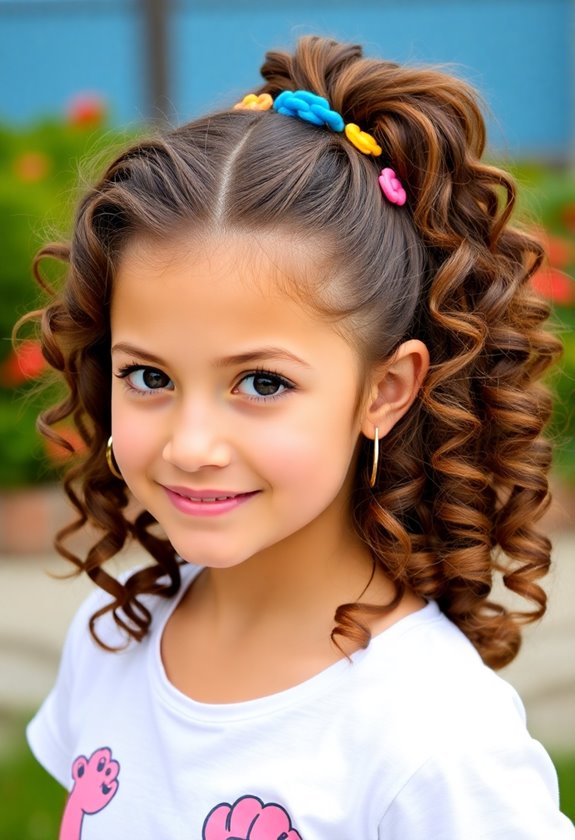 bouncy curls half up ponytail