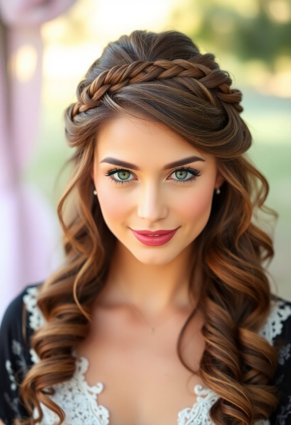 braided crown with curls
