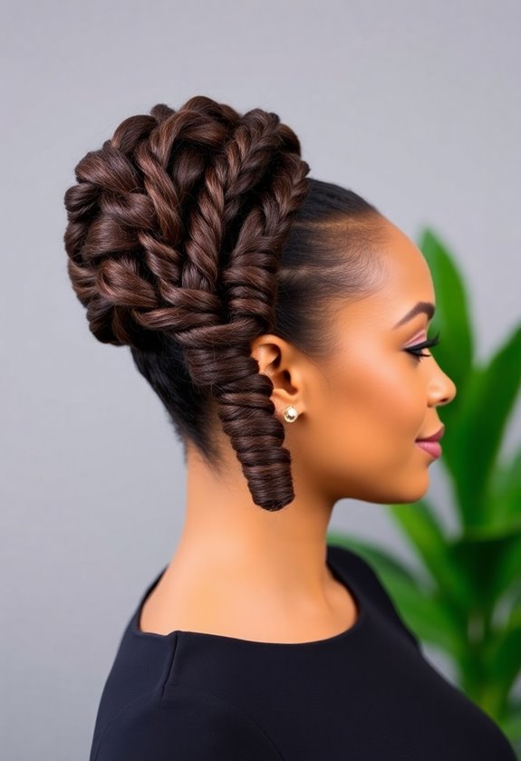 braided curly bun elegance