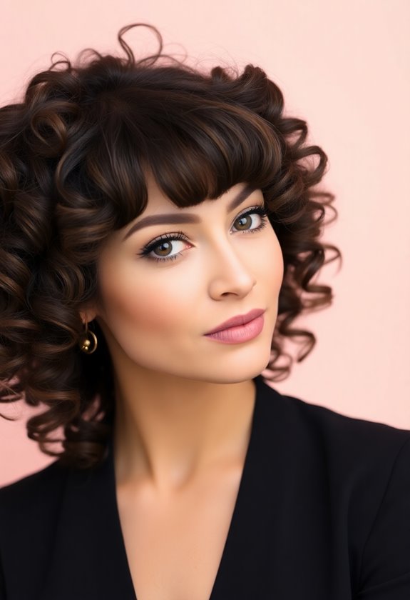 chic arched bangs for curls