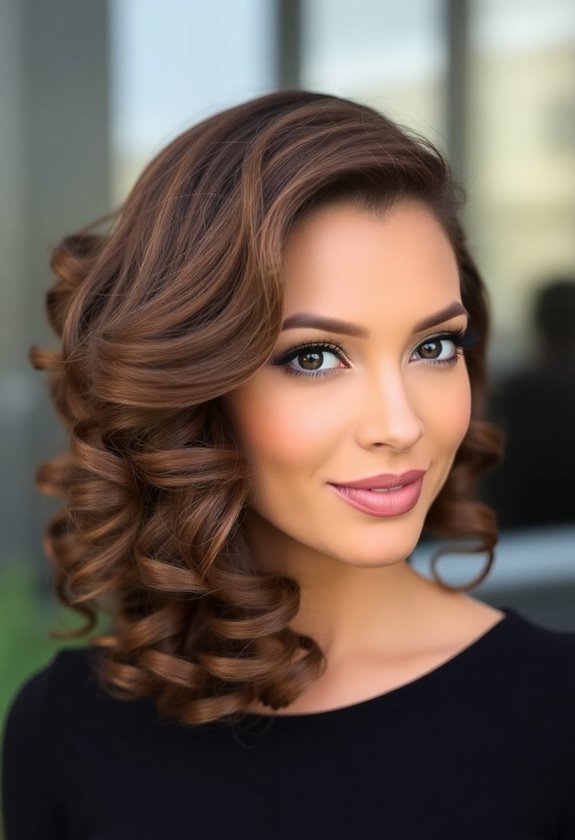 defined curls side part