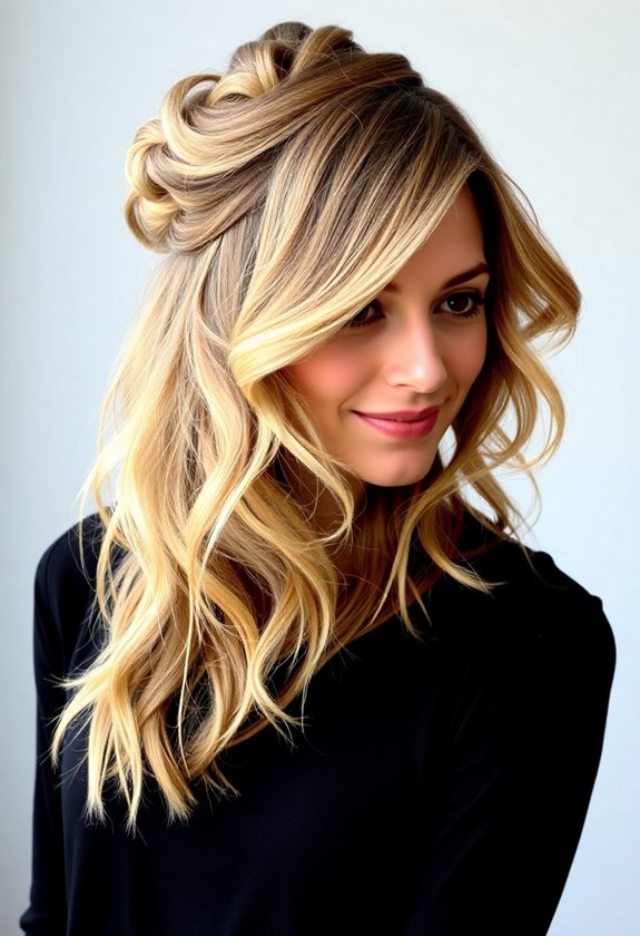 effortless half up messy bun