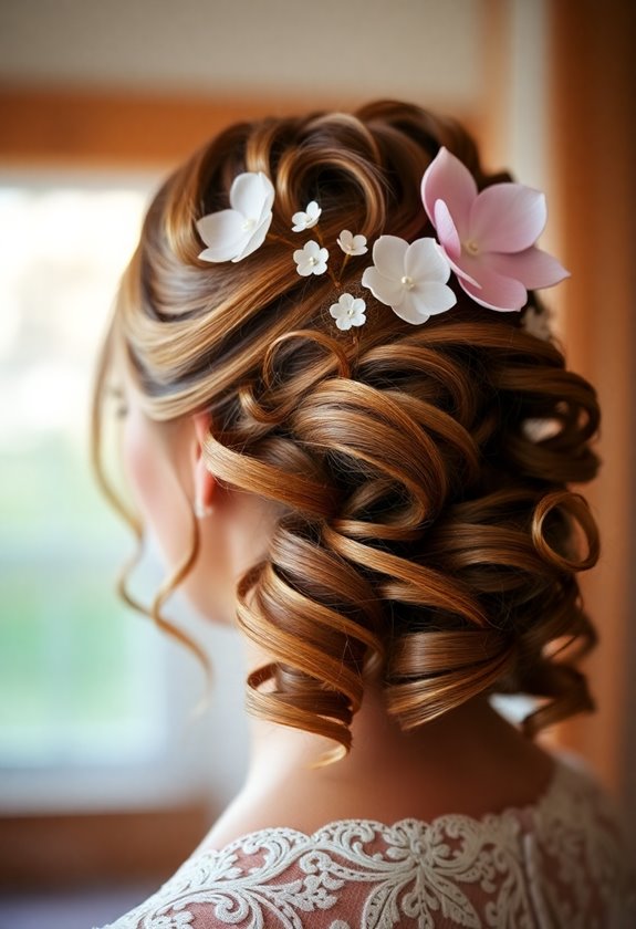 elegant curly wedding updo