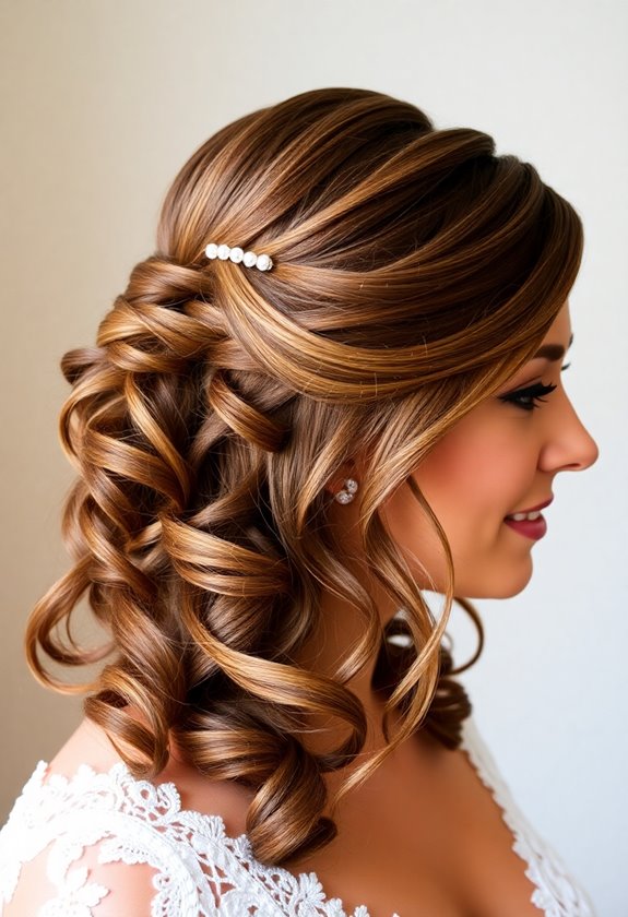 elegant half updo hairstyle