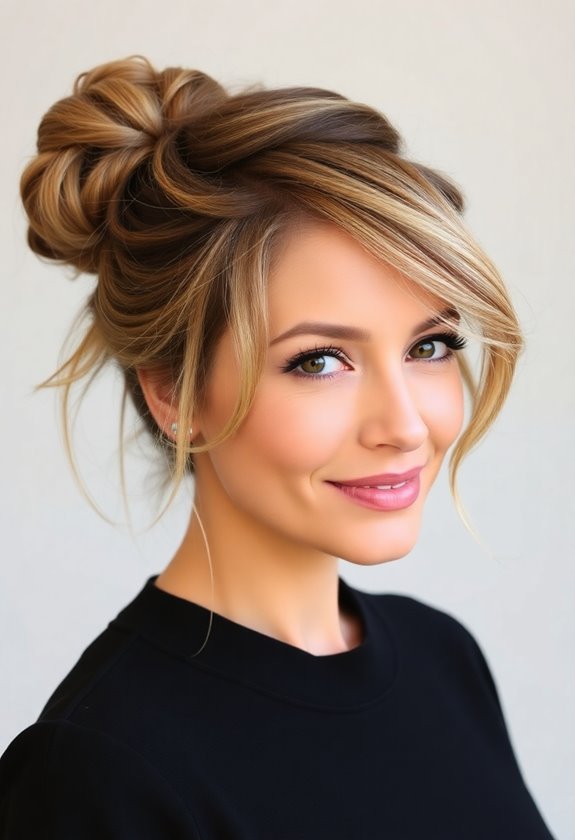 elegant side swept messy bun