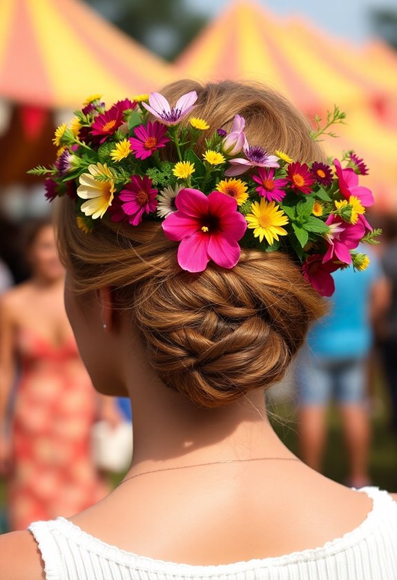 floral crown bun tutorial