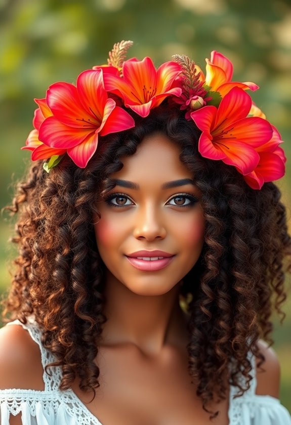 natural hair with flowers