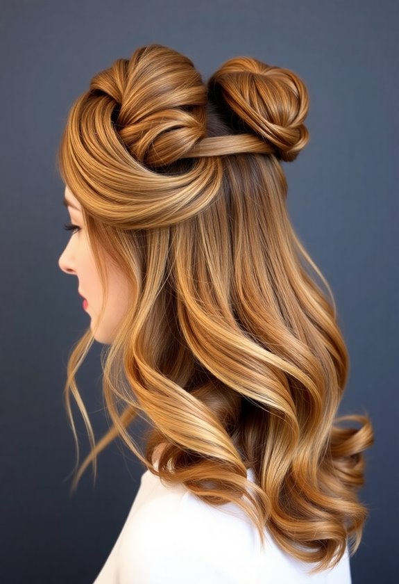 playful half up space buns