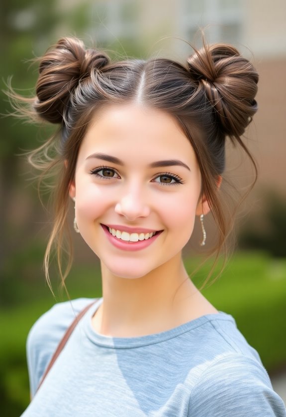 playful messy space buns