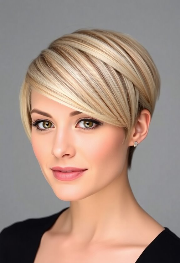 side parted pixie transformation