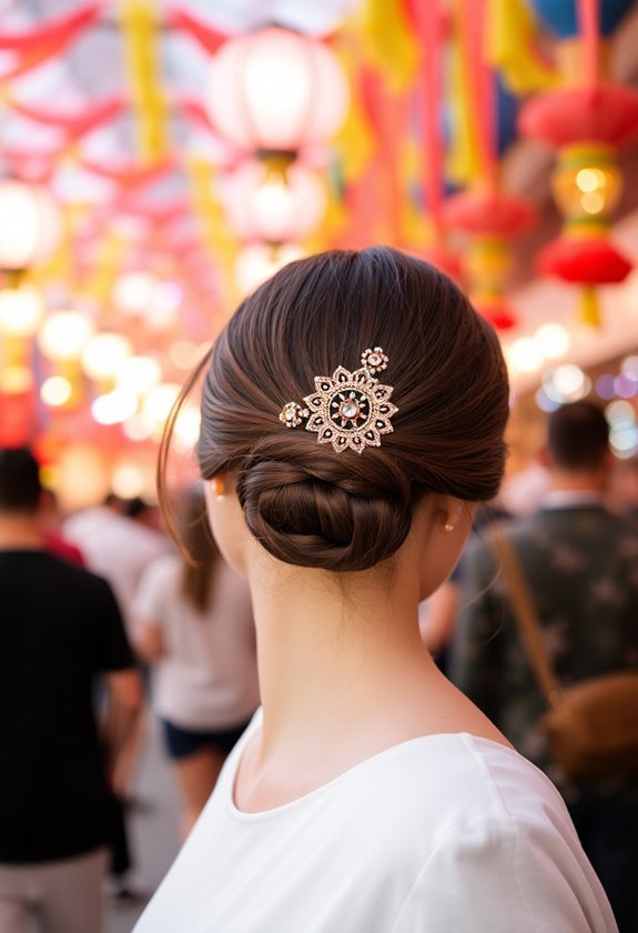 sleek bun with hairpins