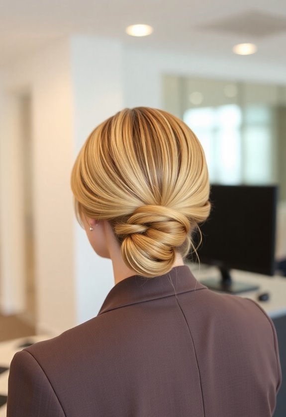 sleek low chignon style