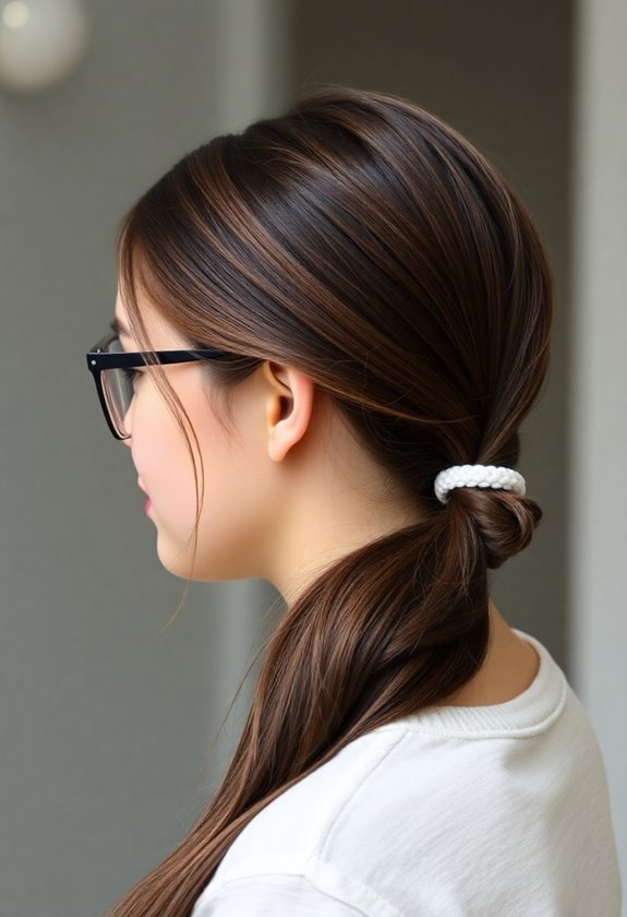 sleek polished low ponytail