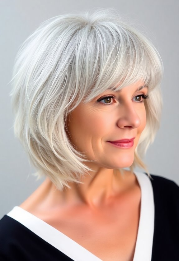 textured bob with bangs