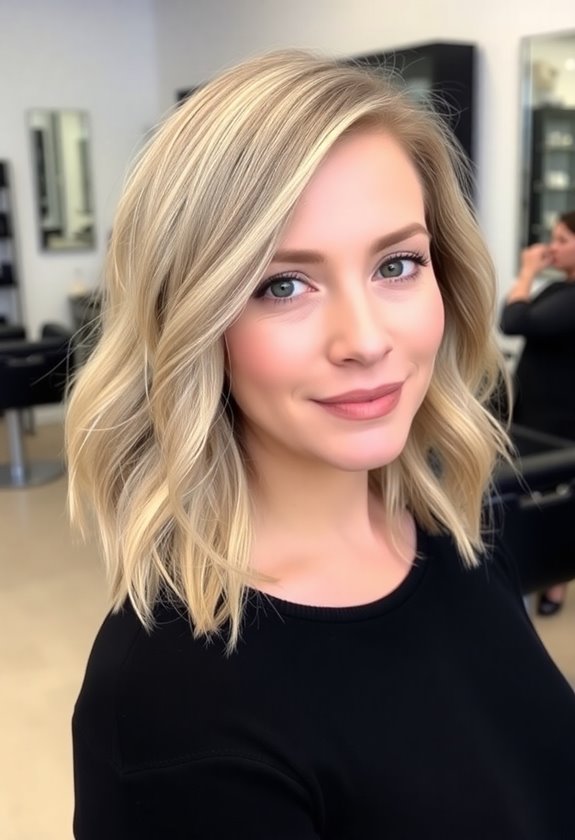 trendy textured lob hairstyle